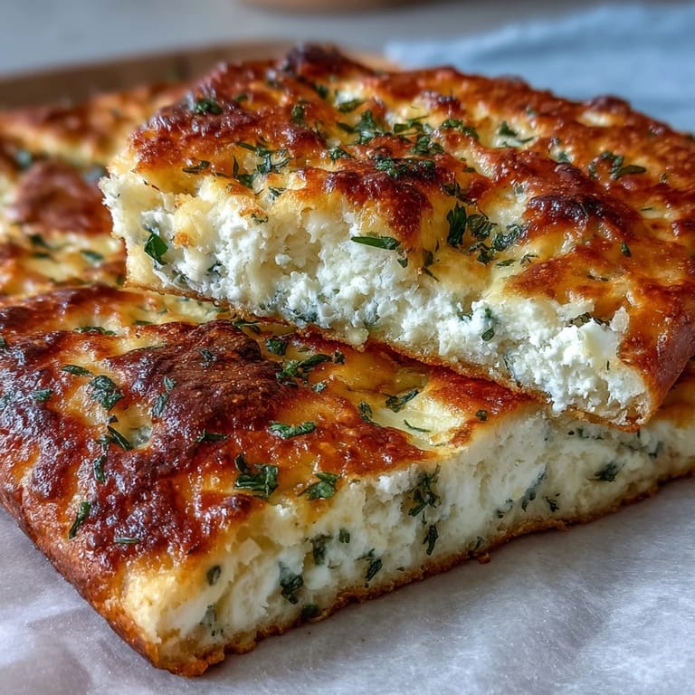 Soft, golden Fluffy Cottage Cheese Flatbread topped with tomato sauce and melted mozzarella.