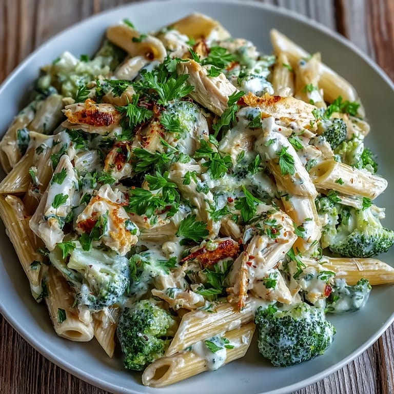 Healthy dinner bowl of High Protein Rotisserie Chicken Broccoli Pasta with lemon zest and Parmesan cheese.