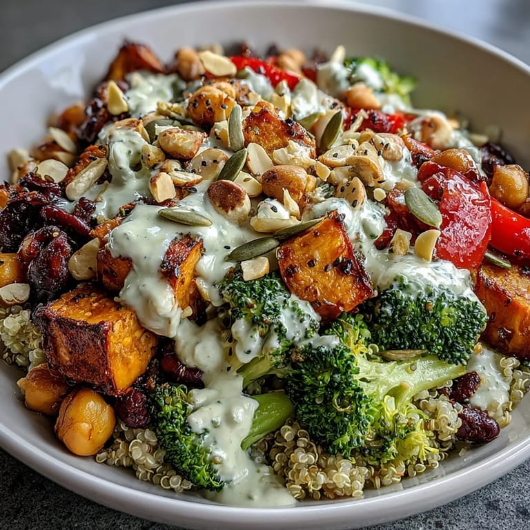 Vibrant fresh veggies like cherry tomatoes and cucumbers top this healthy Meal Prep Week-Long Power Bowl ready for lunch.