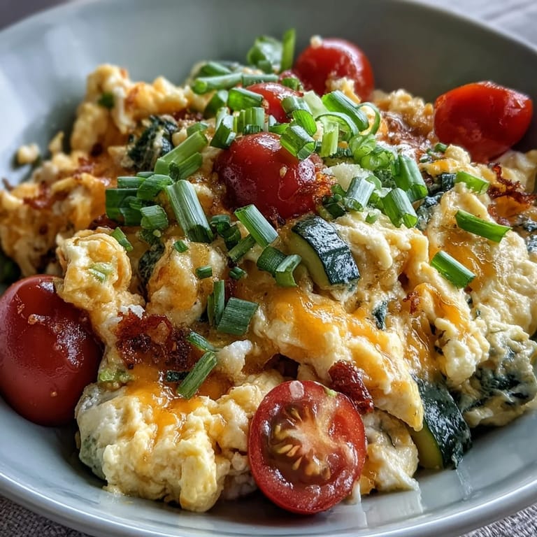 Two bowls of the Scrambled Egg and Veggie Bowl served alongside avocado slices and a side of toasted bread.