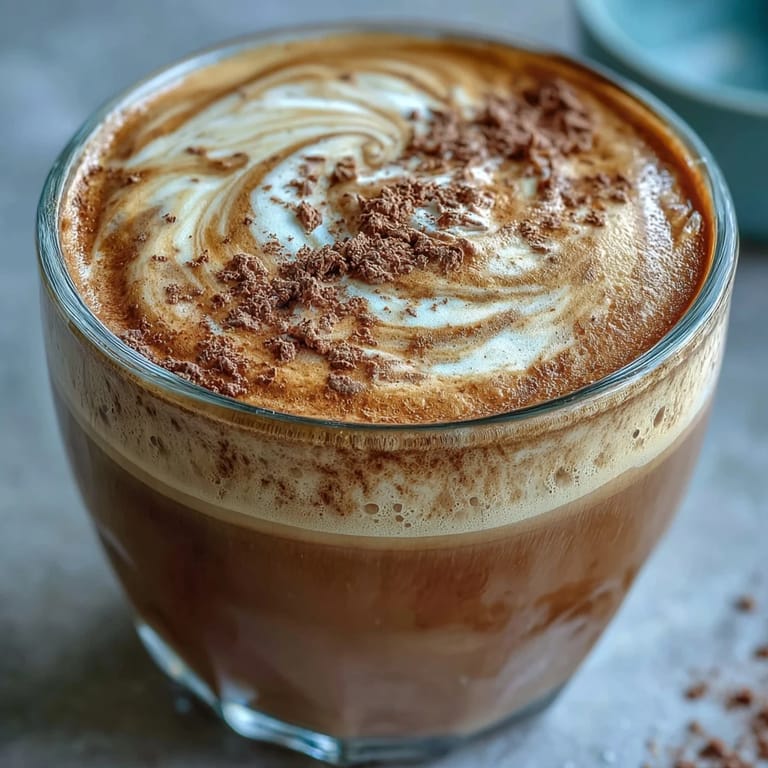 A creamy Japanese fusion hojicha flat white served beside roasted hojicha leaves and warm whole milk.