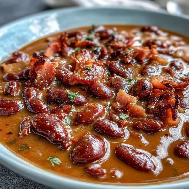 Creamy Ham and Red Bean Soup with tender beans, smoky ham, and Creole spices in a hearty bowl.