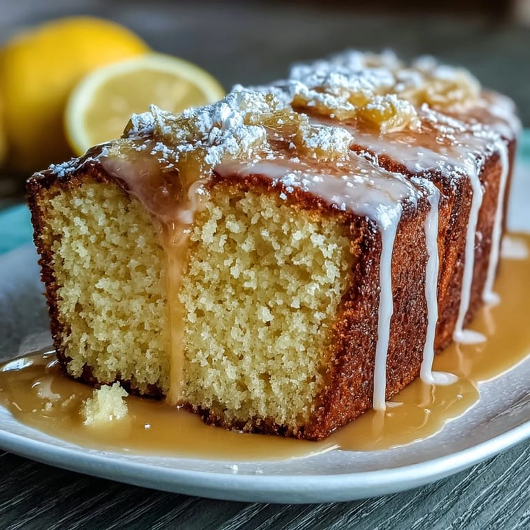 Moist lemon-infused pound cake topped with a tangy Limoncello glaze, ideal for afternoon tea or weekend brunches.