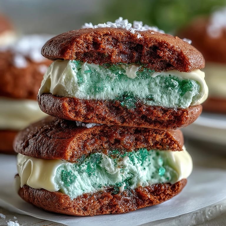Festive green sugar cookies filled with vanilla buttercream, rolled in sparkling sugar for a fun St. Patricks Day dessert.  