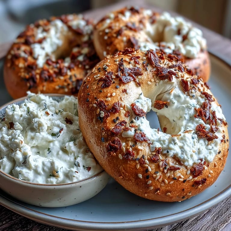 Protein-rich bagels made with Greek yogurt, golden and seasoned with everything bagel spice, paired with tangy Greek yogurt dip for a satisfying snack.  