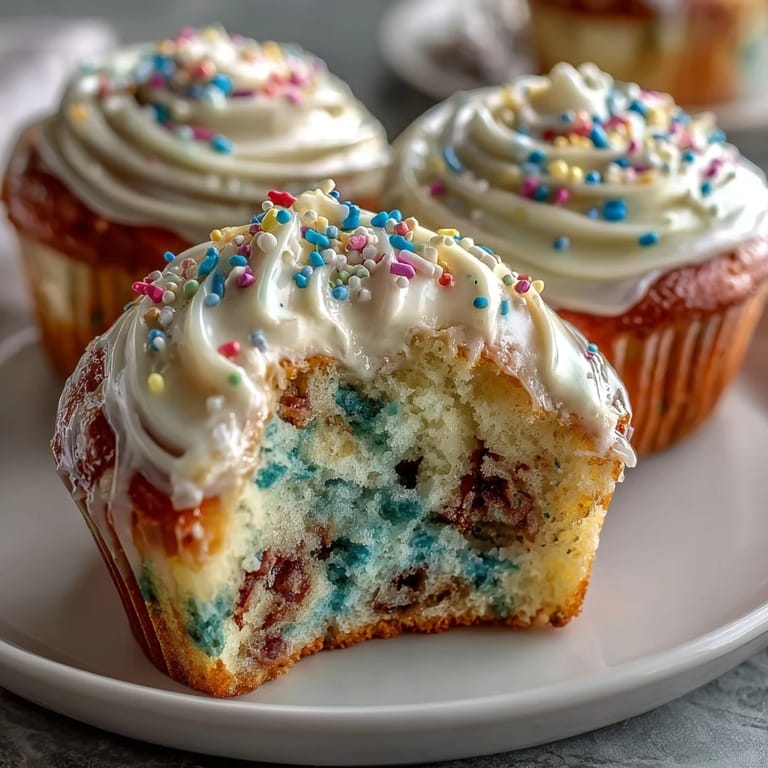 Soft vanilla cake layered with rainbow sprinkles and vibrant pastel buttercream for a cheerful spring celebration dessert.