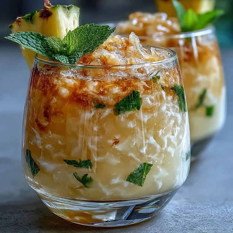 Two glasses filled with Pineapple Coconut Agua Fresca, garnished with pineapple wedges and lime slices, perfect for cooling off on a hot day.