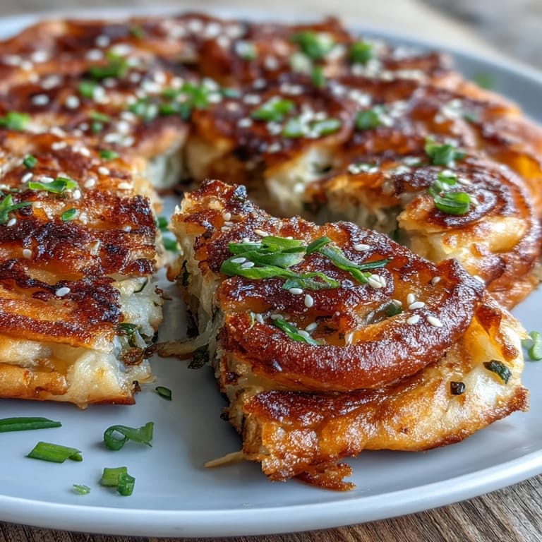 Hand-rolled spring onion pancakes with aromatic scallions, pan-fried until golden and delightfully flaky.