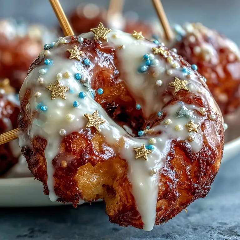 Festive donut tower centerpiece featuring mini glazed donuts and vibrant sprinkles, ideal for graduation parties and sweet celebrations.