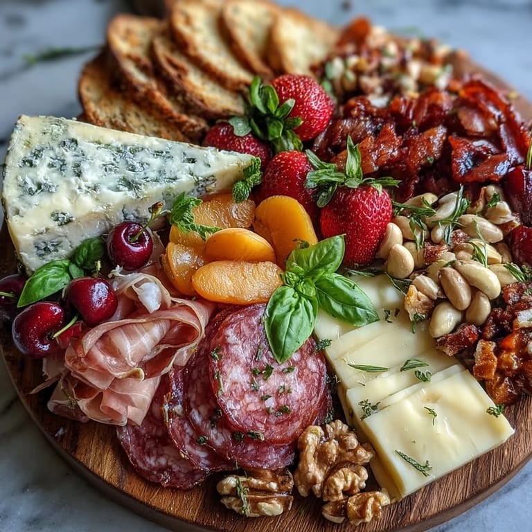 A bountiful summer charcuterie board showcasing colorful fruits and delicious cheeses.