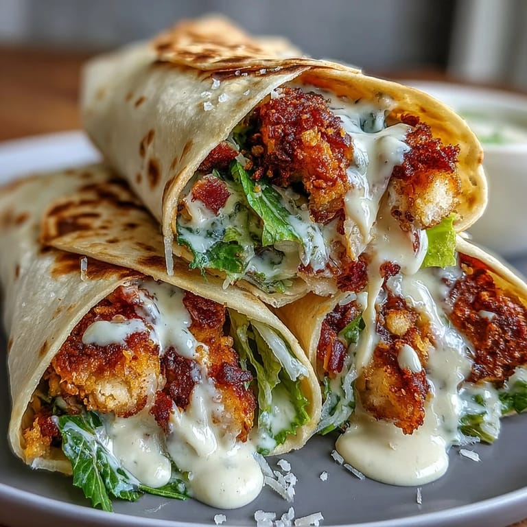 Deliciously easy Crispy Chicken Caesar Wraps, perfect for a quick lunch.