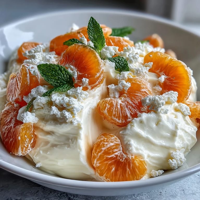 Freshly made Mandarin Orange Creamsicle Jello Salad with vibrant fruit chunks.