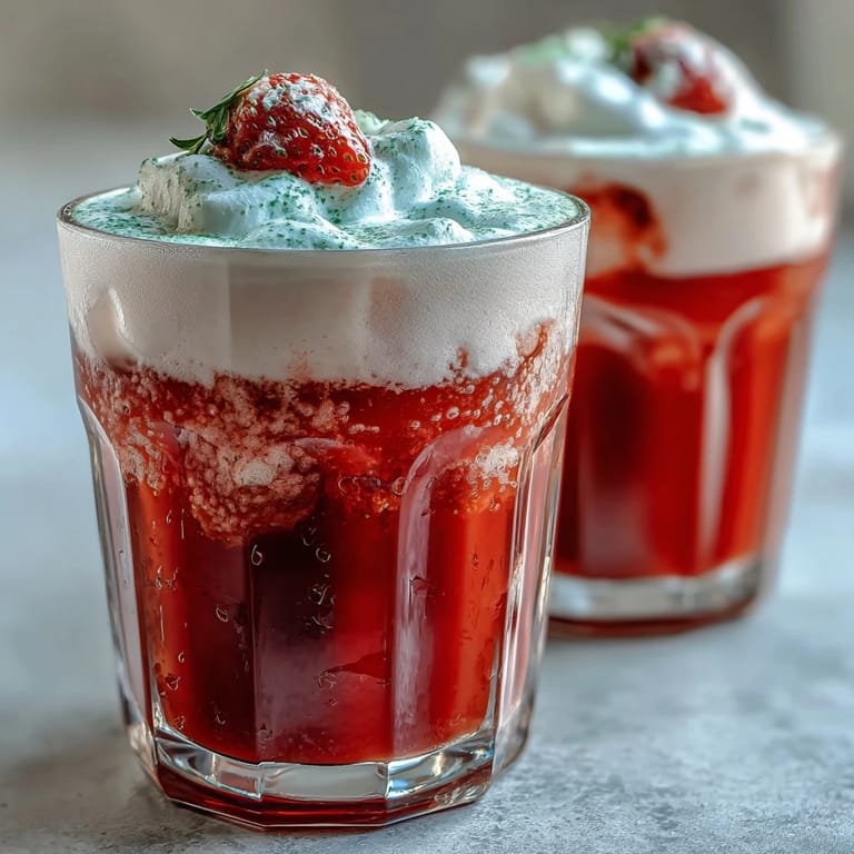 Refreshing iced strawberry matcha cold foam latte, a visual and flavorful delight.
