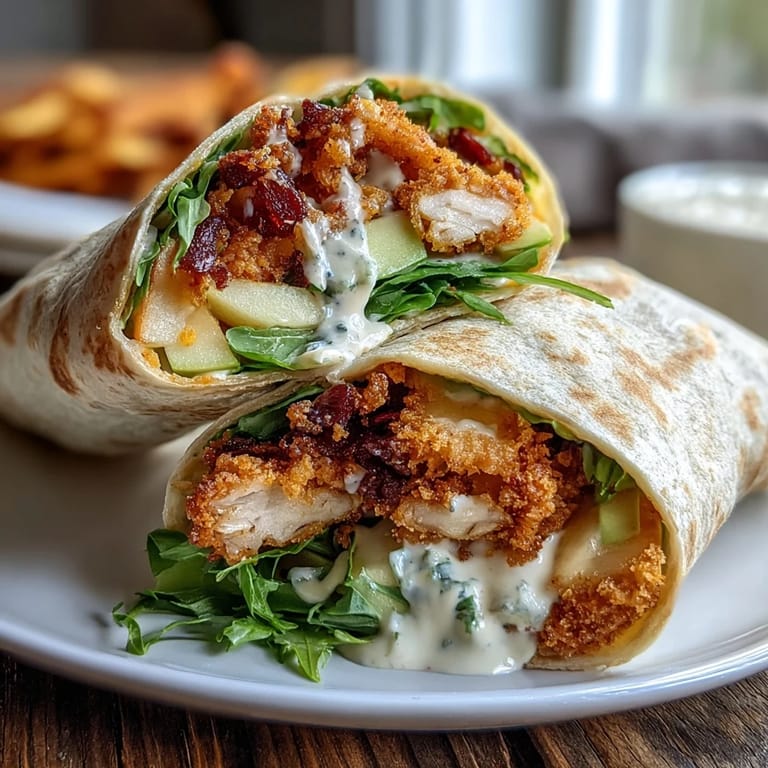 Hearty Crispy Chicken Apple Cheddar Wraps bursting with sweet and savory flavors.