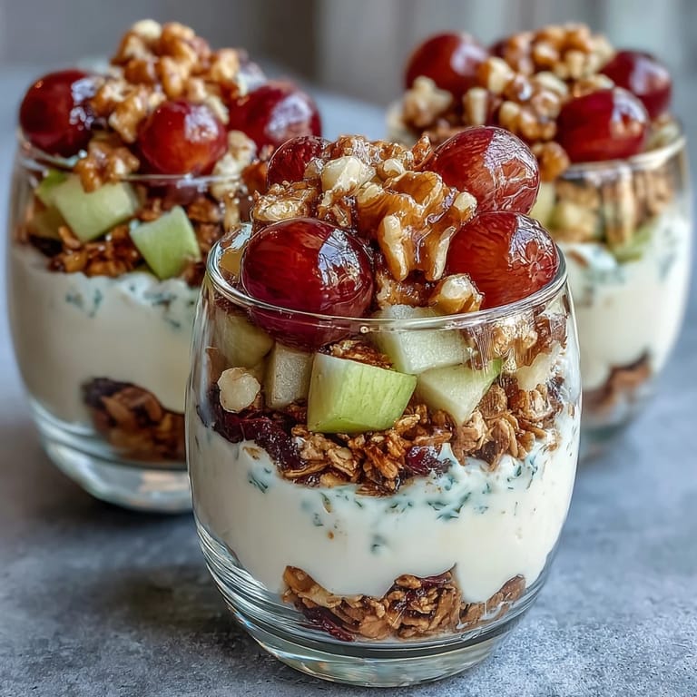 Deliciously chilled Grape Apple Crunch Parfait Cups, a perfect easy dessert treat.