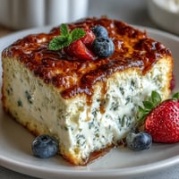 Creamy baked Greek yogurt topped with fresh berries, a protein-packed breakfast delight.