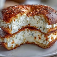 Cottage cheese protein bagels with golden crust and chewy texture, perfect for a high-protein breakfast or snack.  