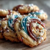 Soft pastel swirl cookies inspired by Cookie Run Kingdom, perfect for festive birthdays.  