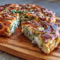 Crispy, flaky spring onion pancakes filled with fresh scallions, golden brown and perfect for dipping.  