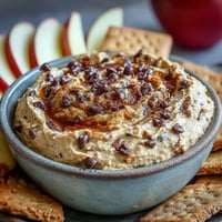 Creamy fiber-packed chickpea cookie dough dip, scoopable with fresh fruit.