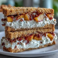 Frozen peach yogurt sandwiches arranged neatly on a plate, ready for dessert.